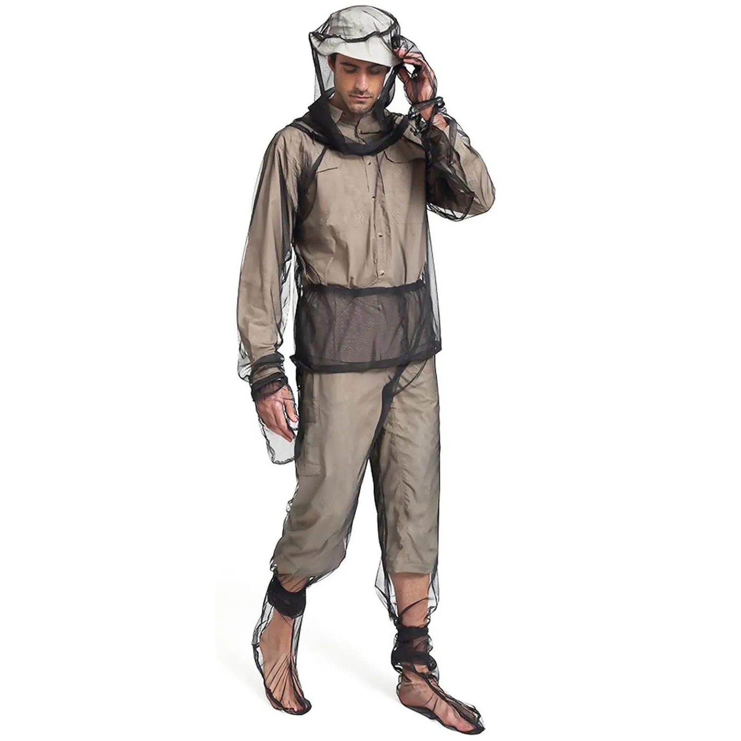 سترة شبكية خفيفة الوزن قابلة للتنفس ومرئية، سترة شبكية، بنطلون خارجي لحماية الجسم بالكامل، بدلة بعوض #4