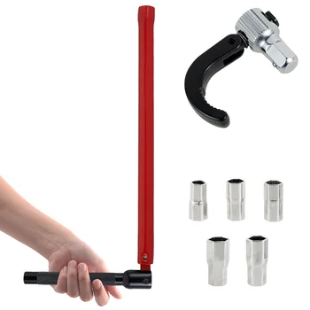 Klucz do kranu z nasadkami Klucz nasadowy ze stali węglowej Trwały klucz do kranu z nakrętką tylną Narzędzie do naprawy kranu Narzędzie ręczne