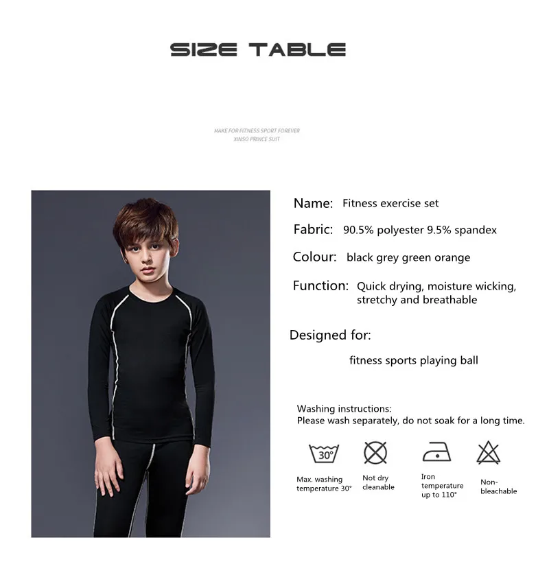 Kinder Strumpfhosen Schnell Trocknend Winter Fleece Basketball Fußball Bodenbildung Shirt Sportswear Fitness Kleidung Trainingsanzug – Detail 1