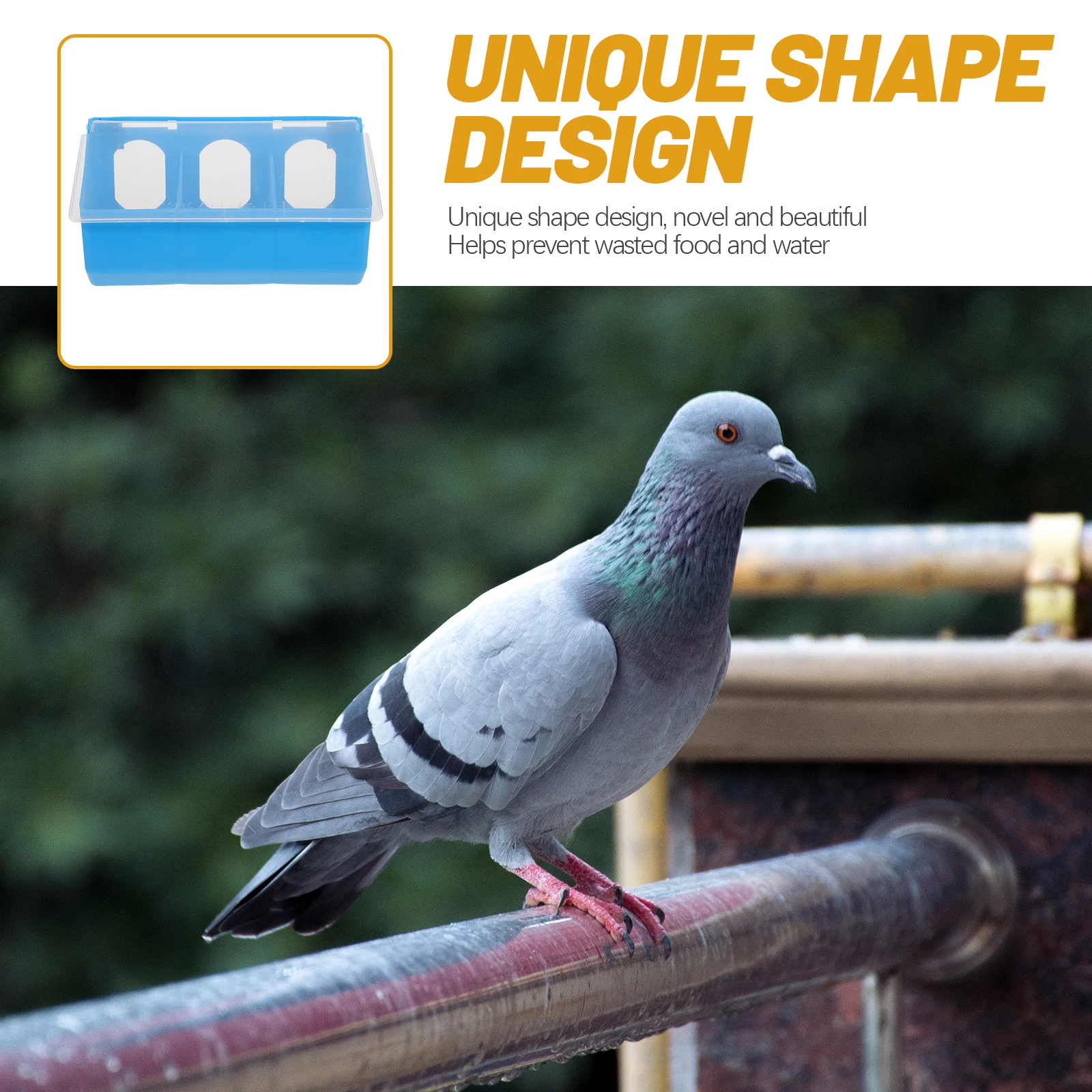 

Pigeon Feeder 3 Holes Hanging Box Blue Durable Plastic Anti Spatter Wear Resistant Bird Cage Accessories Parrot Vegetable Feeder