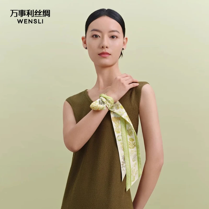

Wensli Birthday Gift 2025 New Mulberry Silk Silk Scarf Long Headscarf Ribbon Headband Bandana