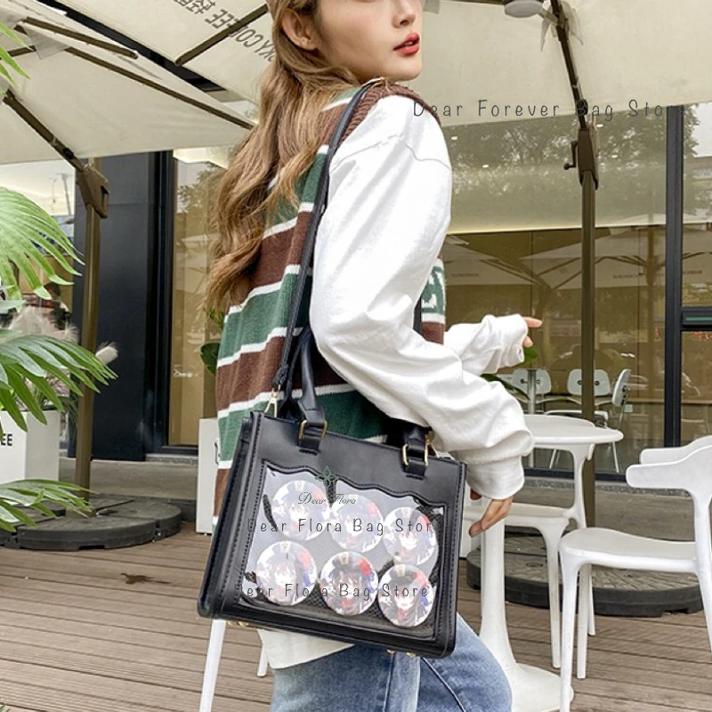 Y2K Sweet Girl Transparent Crossbody Bags Women\'s Fashion Ita Bag Trendy Tote Bag Lolita Shoulder Bag DIY Display Handbag Purses