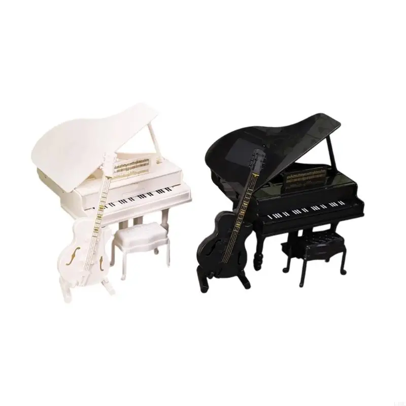 

3Pcs Miniature Grand Piano Cello Stool Set Realistic Dollhouses Furniture Accessories For Children Educational Toy L4MC