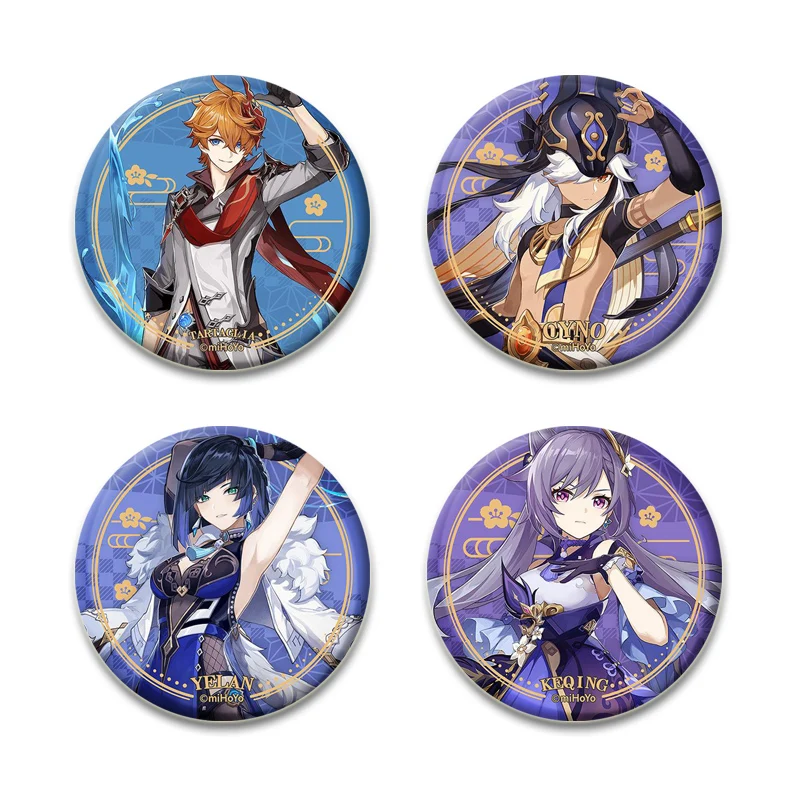 Anime Genshin Impact Badge Kaedehara Kazuha/Alhaitham/Zhongli/Nahida Cartoon Art Brooches Backpack Decor Accessories Button Pins