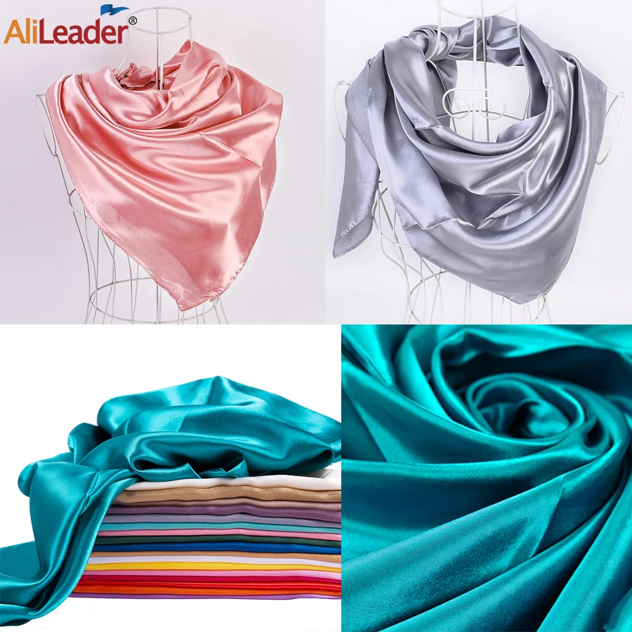 Cheap 90Cm Large Satin Scarf Hijab Scarf For Women Silk Satin Headband Hair Scarves Silk Satin Bandana Women Silk Square Scarf