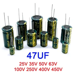 47UF 25V 35V 50V 63V 100V 160V 200V 250V 400V 450V High Frequency Low ESR Aluminum Capacitor 20% High Frequency Electrolytic