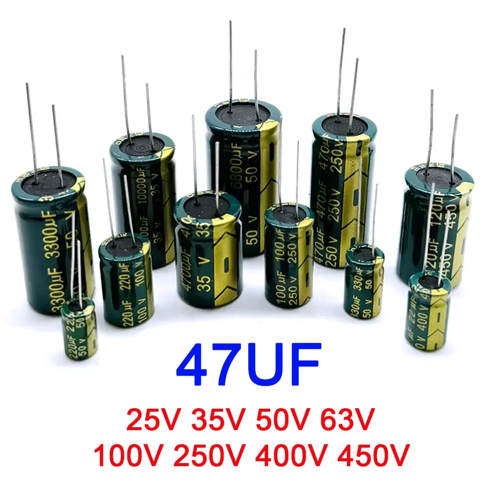 47UF 25V 35V 50V 63V 100V 160V 200V 250V 400V 450V Kondensator aluminiowy wysokiej częstotliwości o niskim ESR 20% elektrolityczny wysokiej częstotliwości