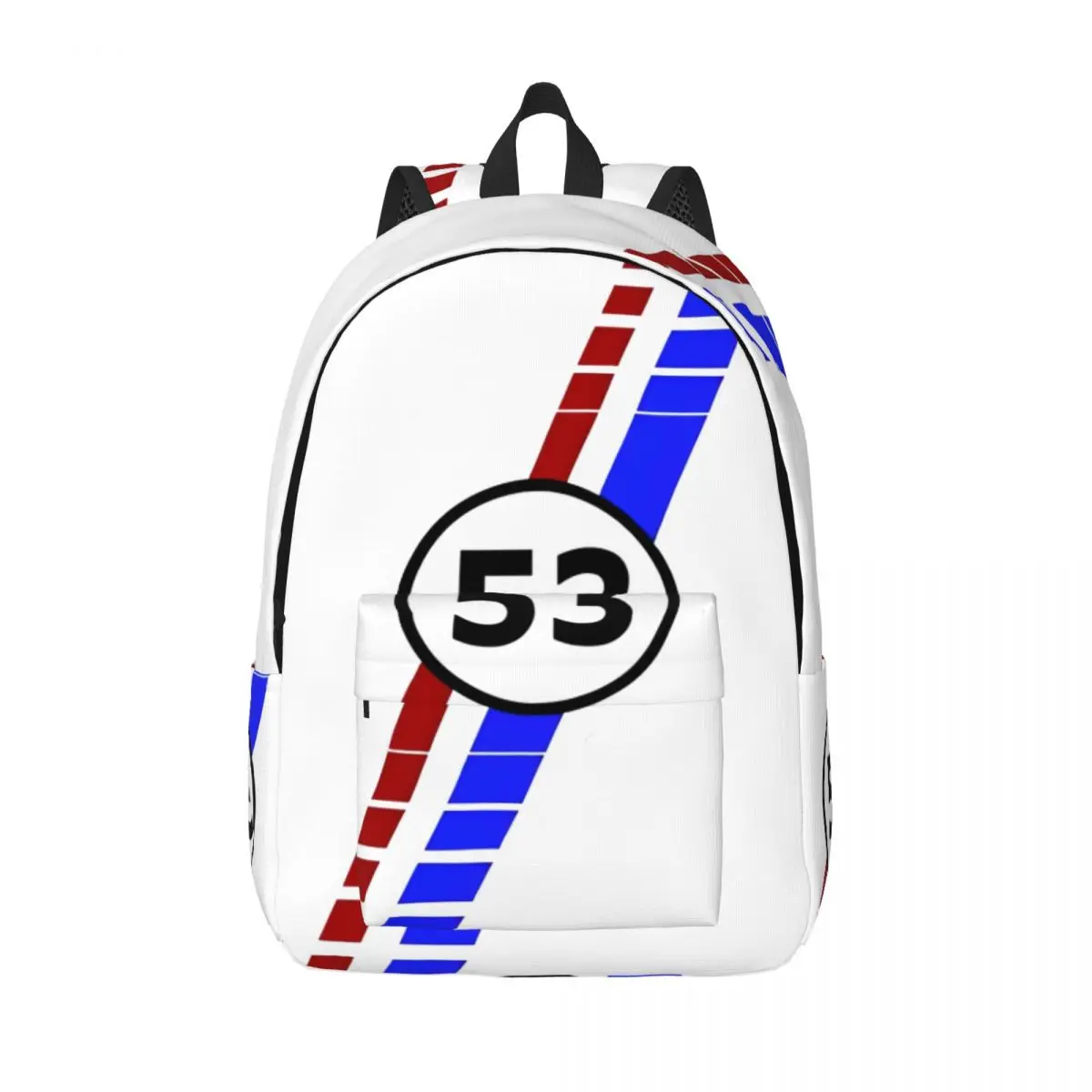 Herbie Number 53 Cool Backpack Sports School Work Race Car Enthusiasts Stripe Daypack for Men Women Laptop Computer Shoulder Bag