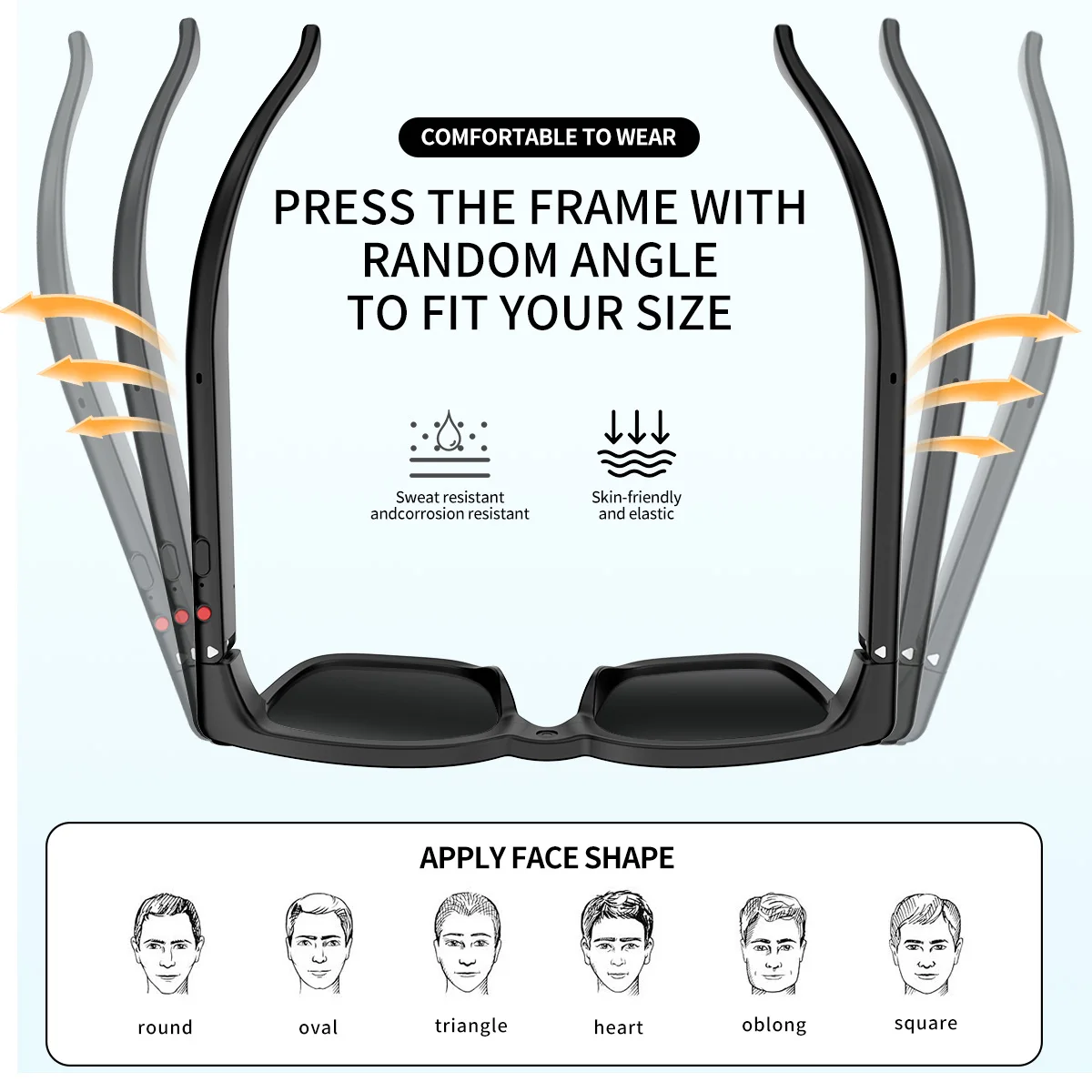 80-Lang Translation AI Smart Glasses Camera Video/Audio Rec Image Recog Voice Asst 300mAh Anti-Block Wear Detection CST9217