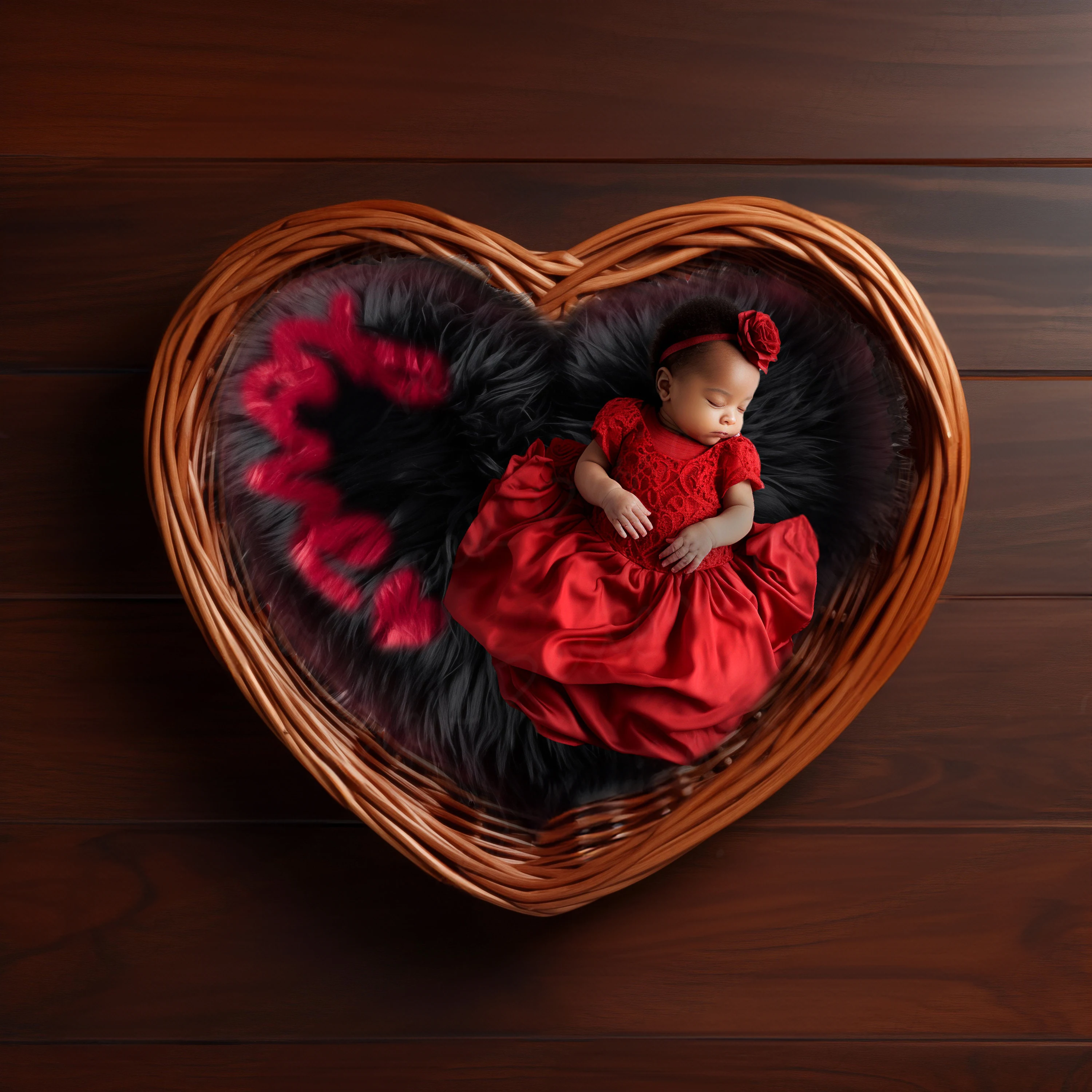 Newborn Photography Backdrop Custom Red Heart Shape Woven Basket Photo Baby Portrait Decoration Background Prop For Photo Studio