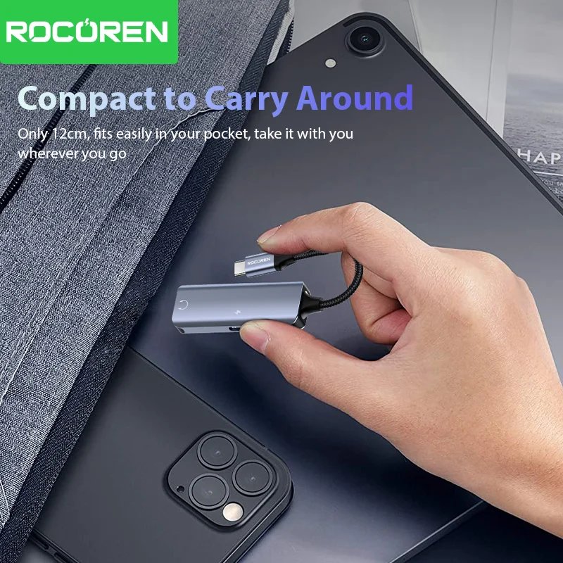 

Rocoren PD 36 Вт 2 в 1 аудиоадаптер USB C на разъем 3,5 мм Type-C для быстрой зарядки планшета iPhone Xiaomi Разъем для проводных наушников