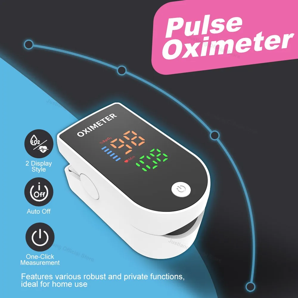 

AiQUE Fingertip Oximeter SpO2 PR LED Heart Rate Monitor Oximetry Finger Clip Blood Oxygen Saturation Pulse Monitor Pulsometer