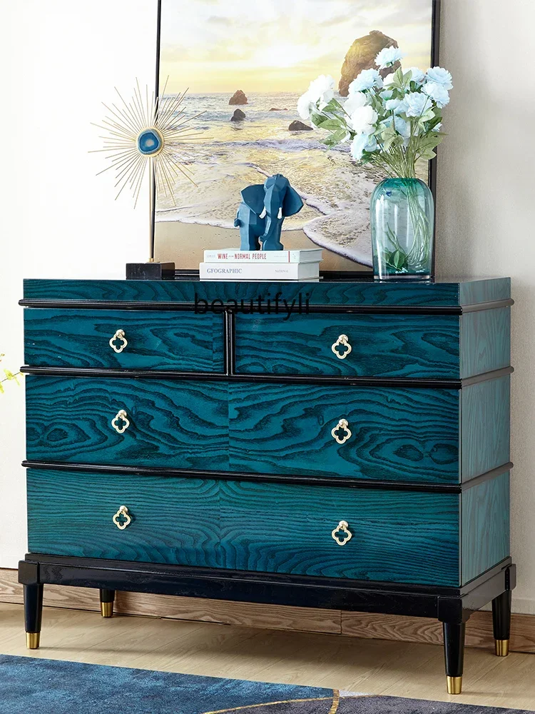 

zxqLight Luxury Solid Wood Chest of Drawers Bedroom Storage Wall Locker Bed Front Cabinet