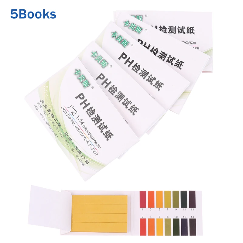 400 pces/5 livros profissionais 1-14 ph papel litmus tiras de teste de ph água cosméticos tiras de teste de acidez do solo com cartão de controle