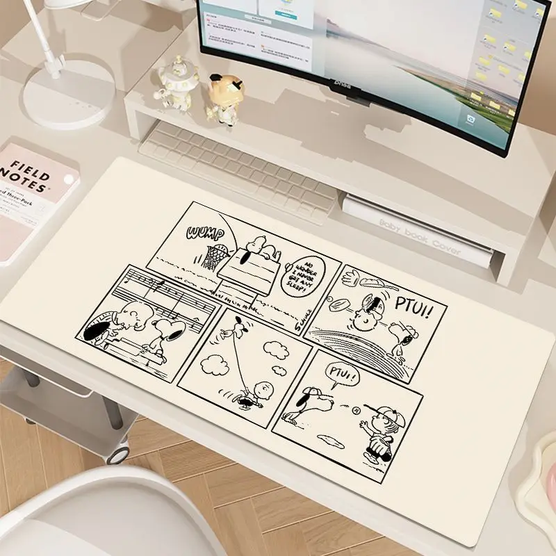Leather Protected Desktop PPink Checkered Swimsuit Snoopy Anti Slip Mouse Pad Creative Esports Game Keyboard Pad Office Desk Pad view 4