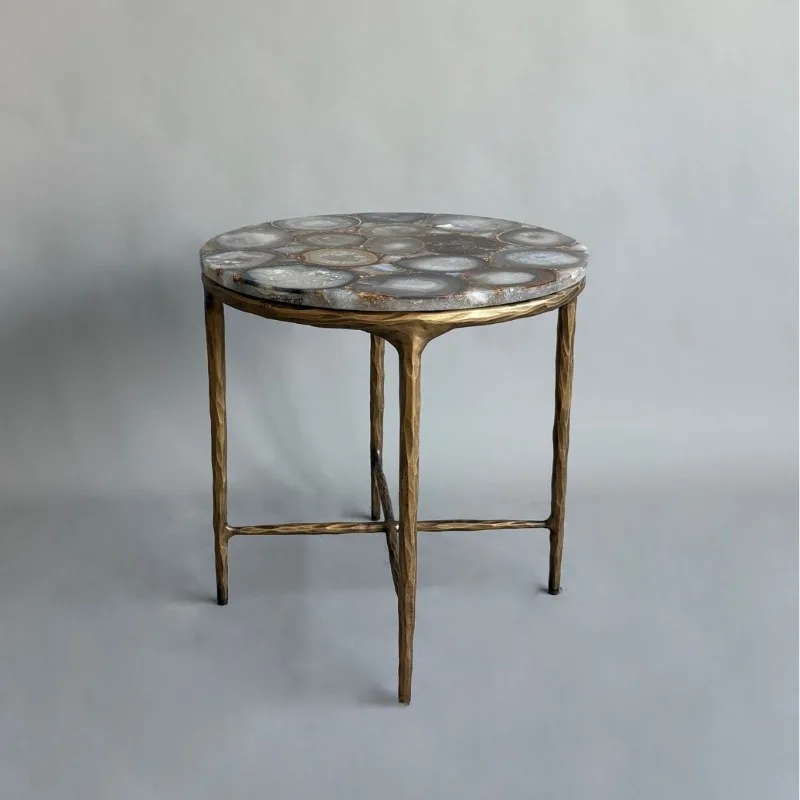 American retro forged wrought iron light luxury coffee table villa hotel designer living room antique side table