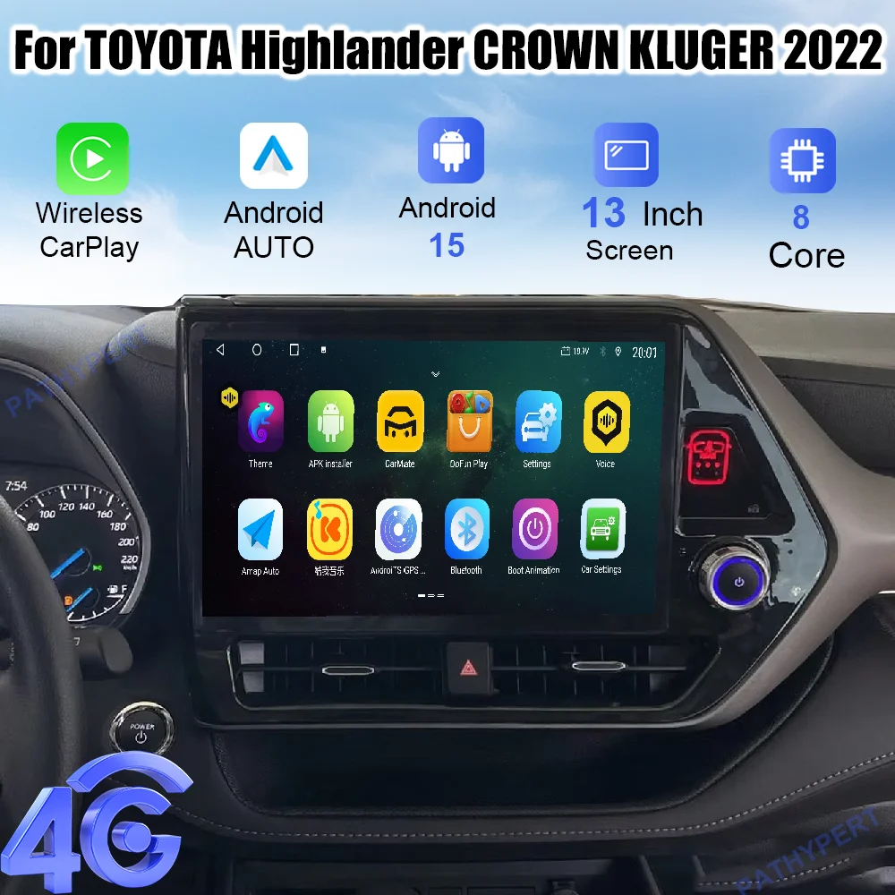 

Android 15 For TOYOTA Highlander CROWN KLUGER 2022 Car Multimedia Player Wireless Carplay Radio Auto Screen GPS Navigation 4G FM