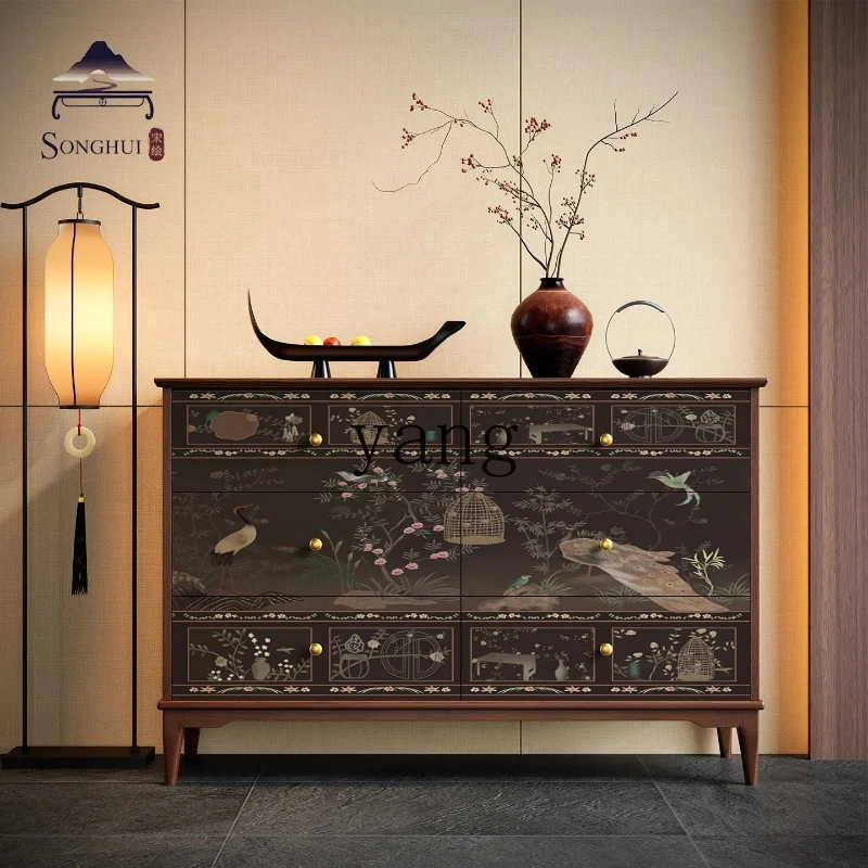 

LTT new Chinese style five or six chest cabinet living room solid wood drawer cabinet against the wall storage