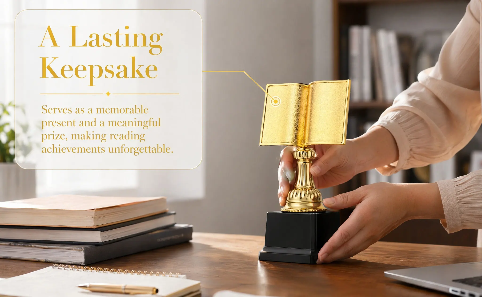 Exquisite Reading Competition Award Trophy Compact Prize Trophy for Home Library Encouraging Reading Interest and Ability