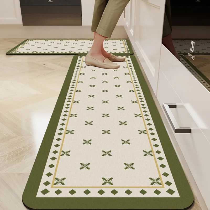 

Retro Kitchen Carpet Long Strip Runner Floor Mats Waterproof Oil-proof Wipeable Mat Non-slip PVC Leather Washable Rug שטיח למטבח