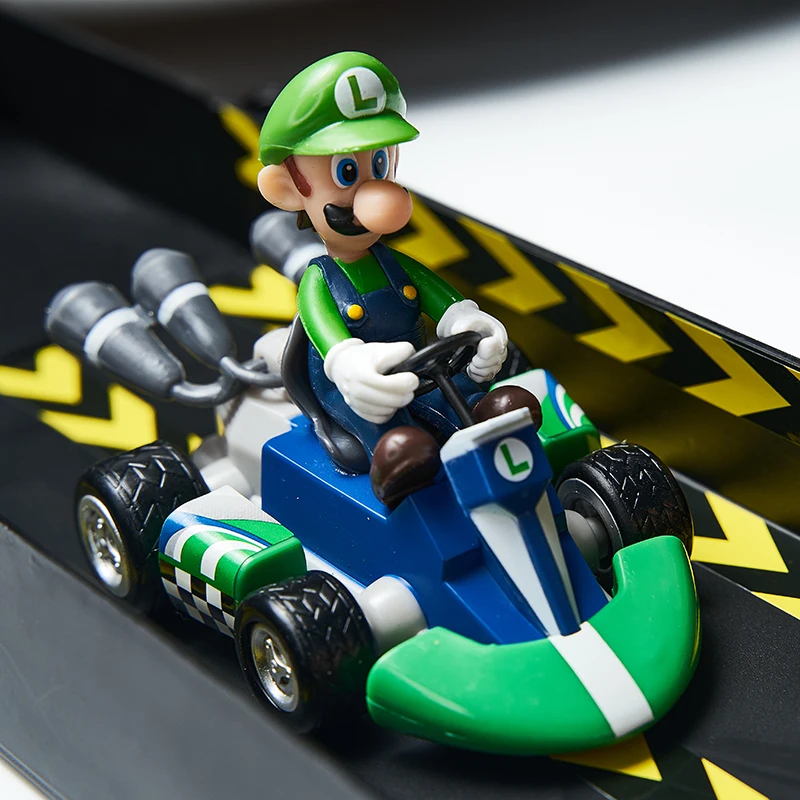 Super Mario Bros Karting Car Action Figure Brinquedos, Luigi Bowser, Princesa Peach, Yoshi Toad, Pull Back Car, Boneca de Jogo Anime, Presentes para