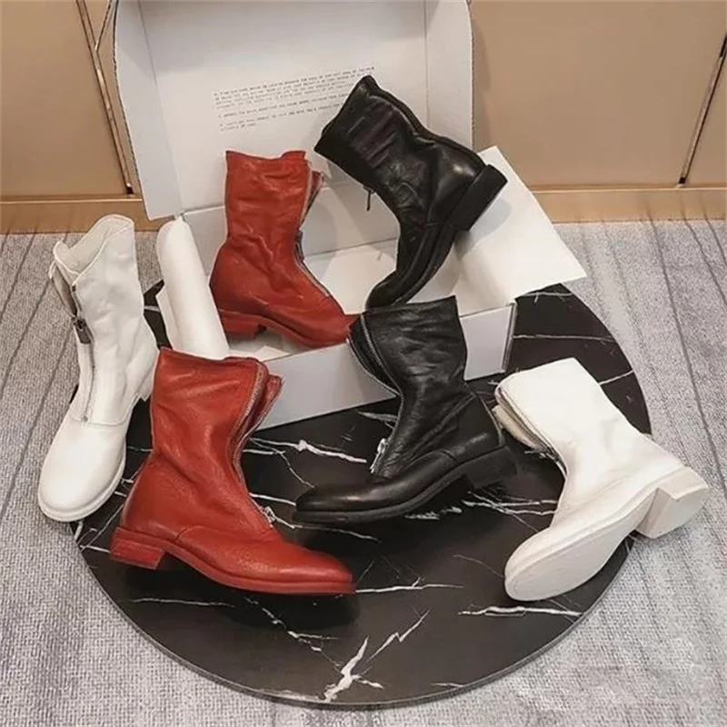 Stivaletti con cerniera anteriore firmati di marca di lusso per le donne nuovi stivali grossi piattaforma donna stivali Punk scarpe da donna di moda