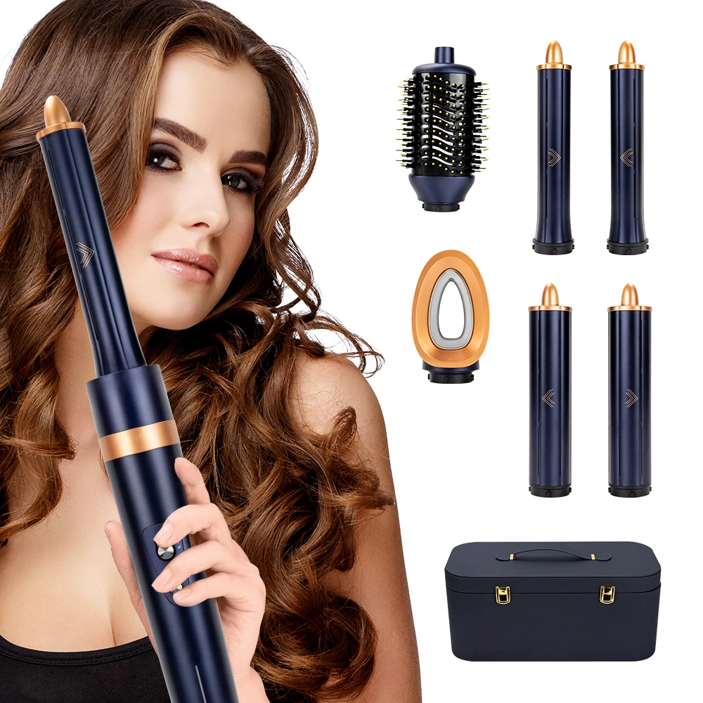 Professional Ionic Hair Dryer 6-in-1 Auto-Wrap Curlers Styler Curling Rollers & Electric Hair Brush & Hair Dryer