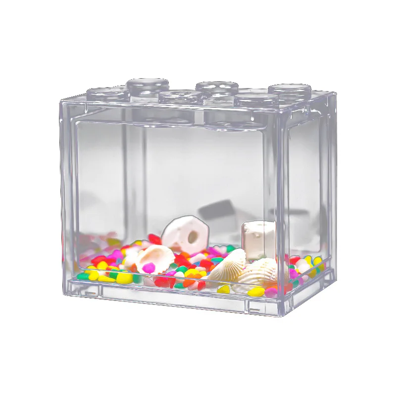 

Mini Small Building Block Desktop Fish Tank Fully Transparent Betta Fish Tank Thailand Betta Creative Acrylic Betta Box Design