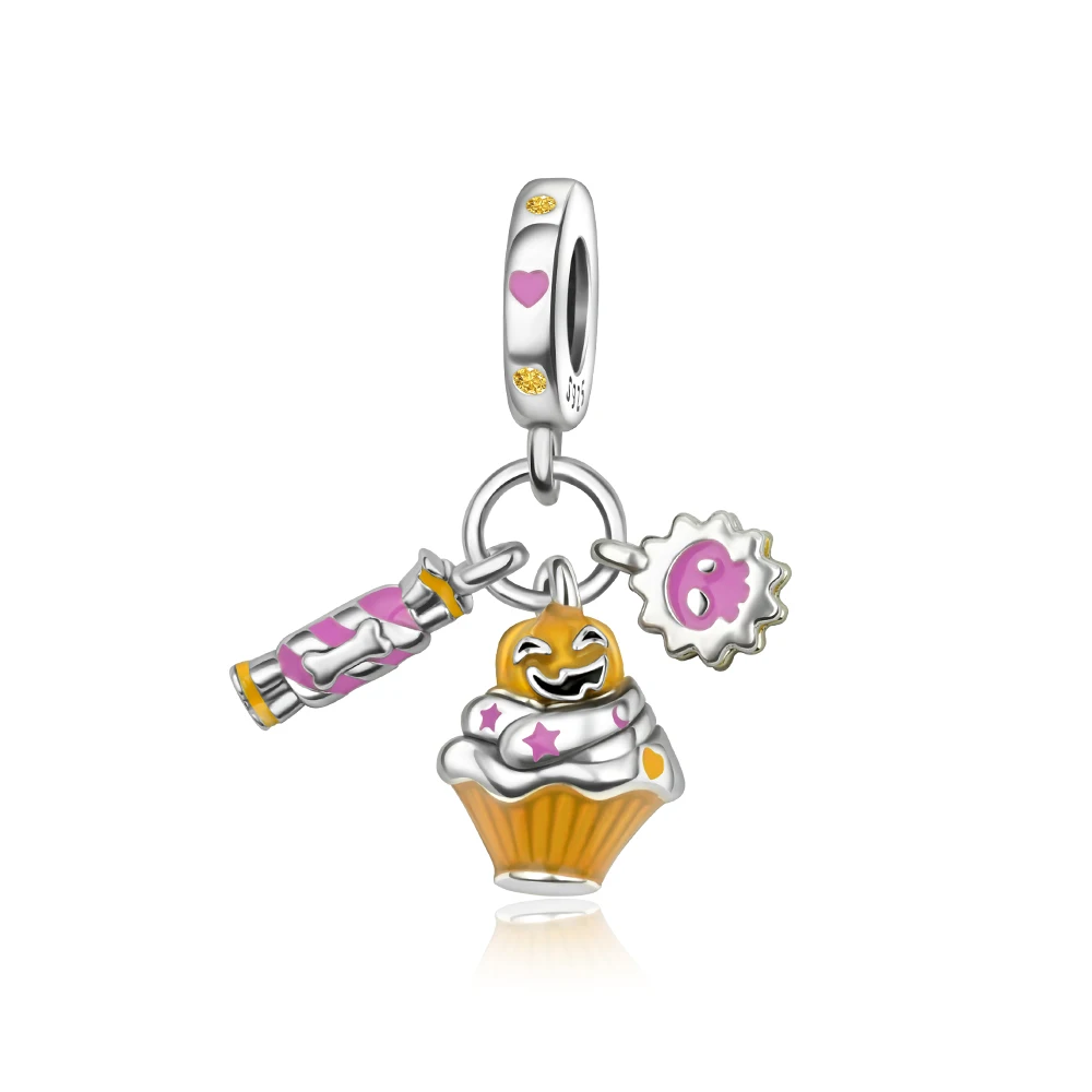 

Danturn 925 Sterling Silver Original Beads Candy, cake, bread Dangle Charm fit Snake Chain Bracelet Fashion Women Jewelry Making