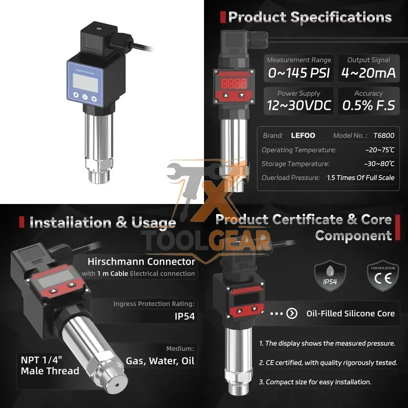 2026hotsale* LEFOO RS485 Output Digital Pressure Transmitter Strong Overload Electronic Pressure Sensor for