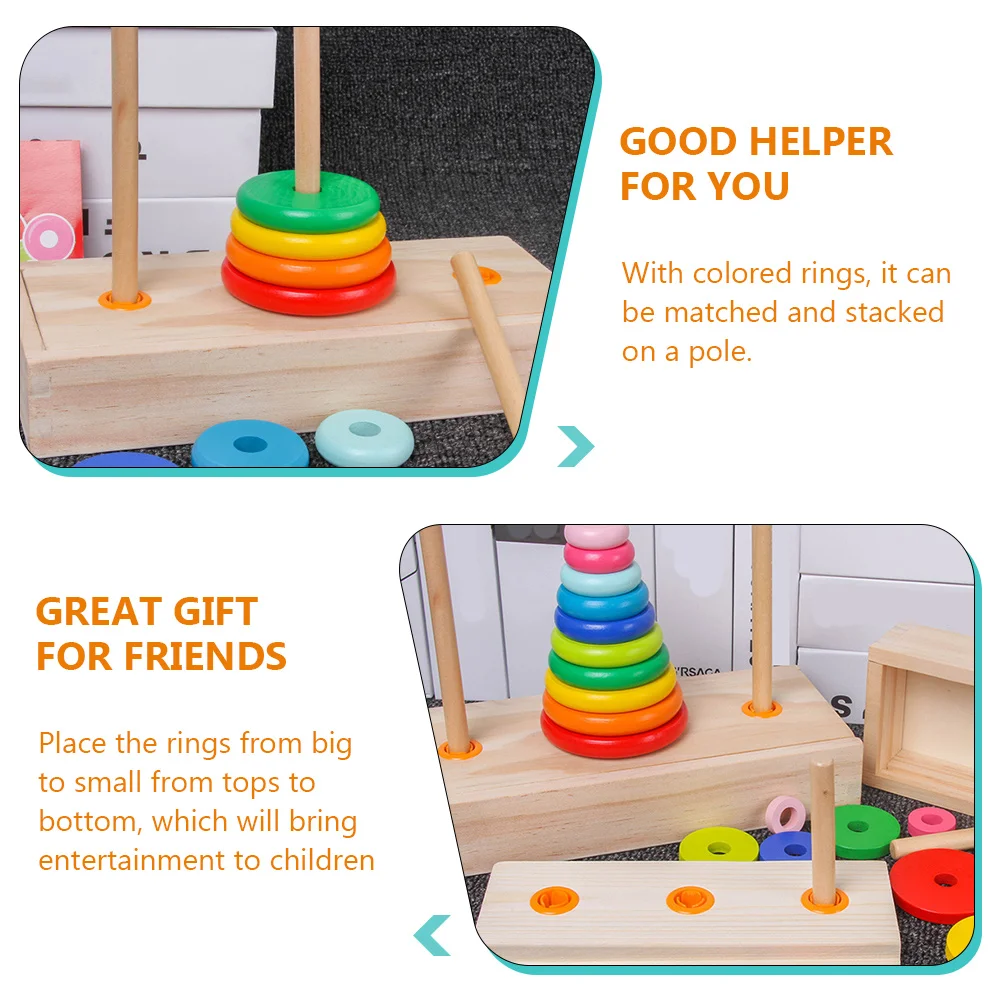 1 Set Rainbow Stacking Toy Wooden Stacking Ring Blocks Sensory Toy Baby Stacking Toys Rainbow Nesting Toys