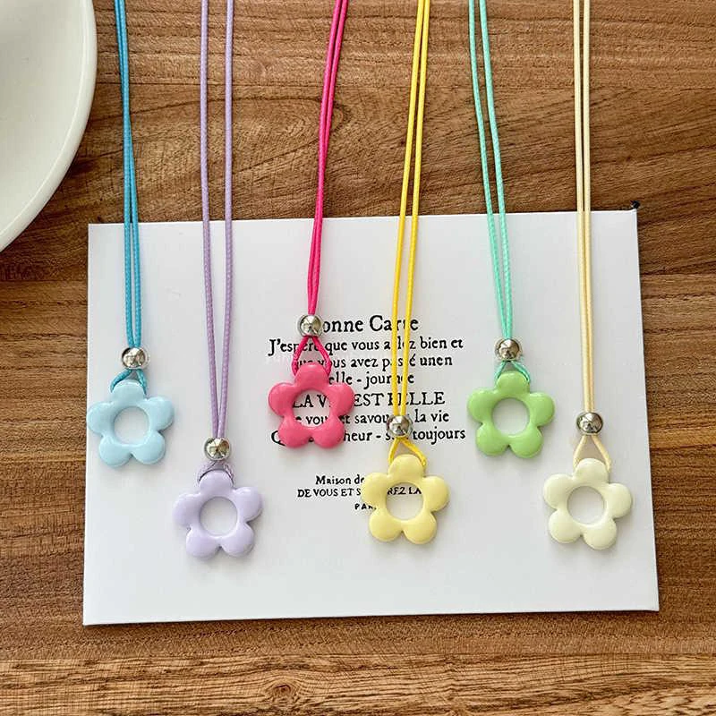1pc flor charme resina colar oco flor pingente colar com nó ajustável material de resina perfeito para casamento dropship