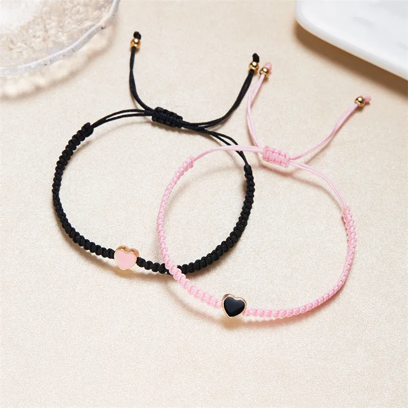 2er-Set mit farbenfrohen, herzförmigen, passenden Armbändern für Paare, Freundschaften, trendige Paar-Armbänder, Jahrestagsgeschenke zum Valentinstag – Detail 8