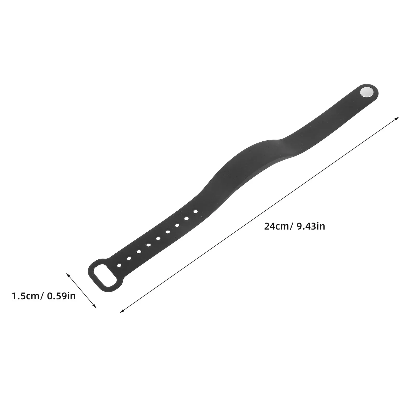 USB Rechargeable Smart Wristband with Thermometer and Vibration Alert Black Adjustable Silicone Band 255x16x9.2mm for Outdoor