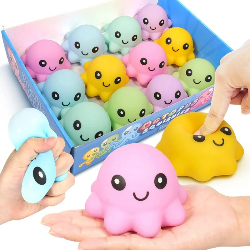 Octopus Squishy Toys Kawaii Squeeze Reliever Toy Fidget Pop Pinch Toys for Kids Adults