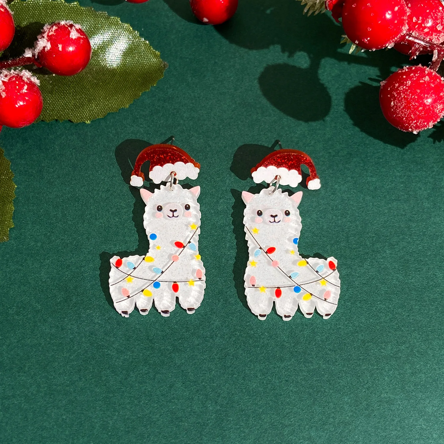 Christmas Party Jewelry Gingerbread Man Santa Claus Dessert Alpaca Cute Stocking Xmas Holiday Tree Drop Earrings