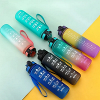 1000ML Large Capacity Sports Water Bottle with Time-Tracking Straw Leak Proof Locking Flip Cover for Outdoor Fitness