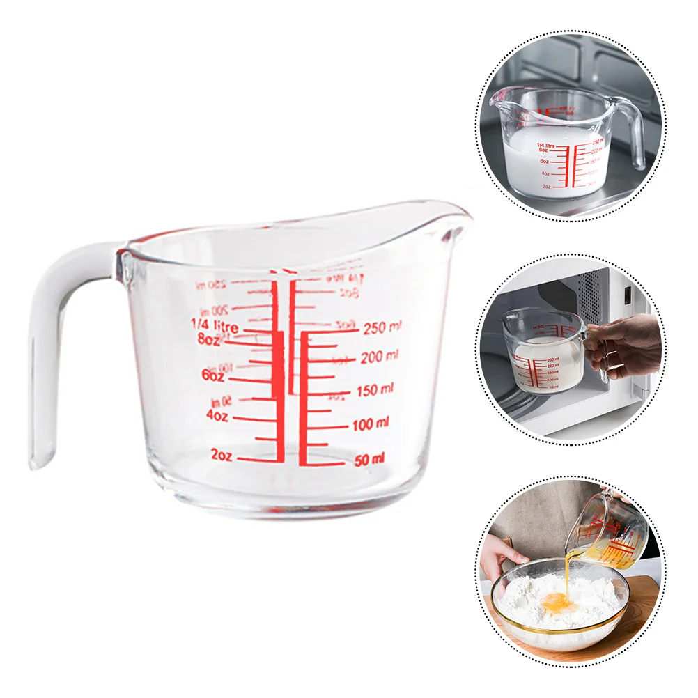 

1Pcs Tempered Glass Measuring Cup High Borosilicate Transparent Scale Measure Cup for Kitchen Baking Milk Liquid Measurement