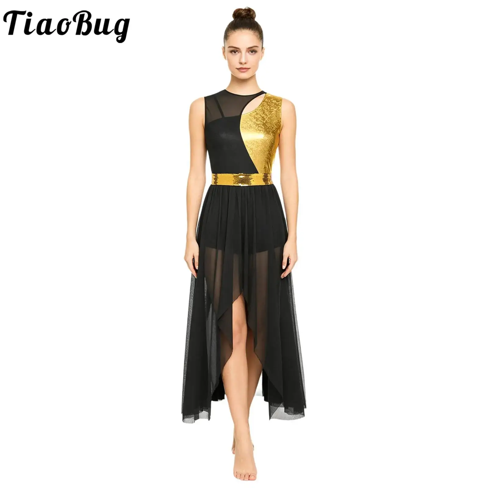 

Женское платье для лирического и современного танца, без рукавов, металлическое, с лоскутными вставками, сетчатой юбкой, для литургических и богослужебных танцев