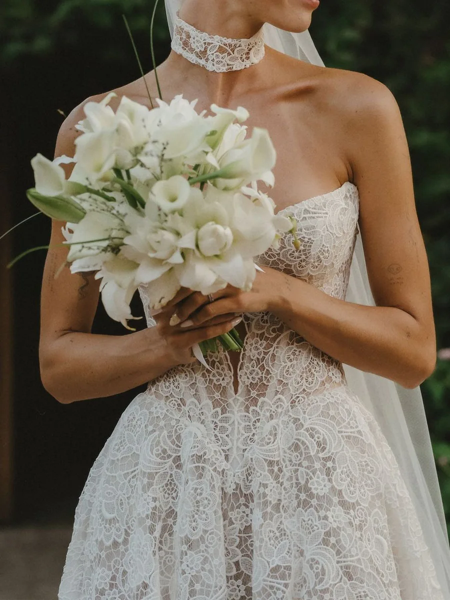 Vestido De novia De trompeta a la moda para mujer, apliques De encaje, Mangas desmontables, escote Corazón, 2024