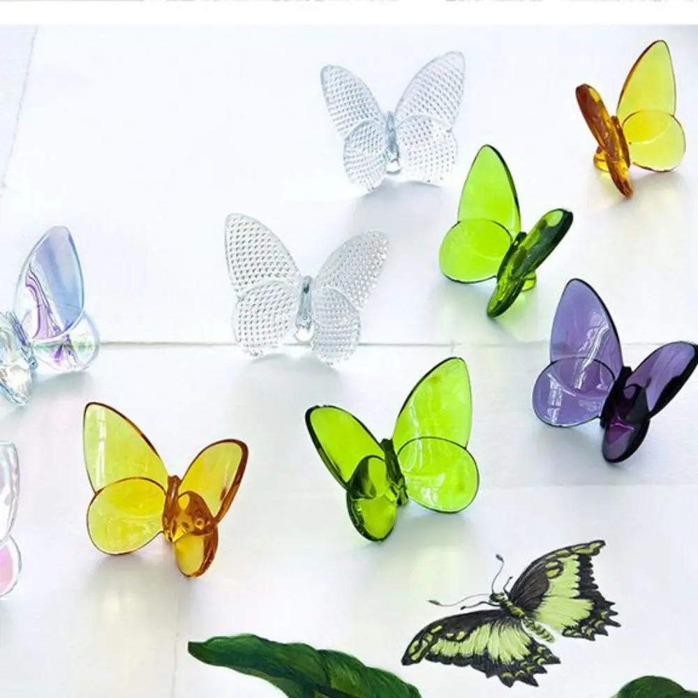 Glass Crystal Lucky Butterfly Vibrantly With Bright Color Ornament Nordic Transparent Crystal Butterfly Craft Wedding Party Gift