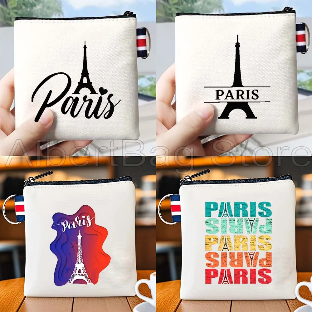 

France Map Flag French Paris Eiffel Tower Travel Gifts Canvas Coin Purse Small Lipstick Key Storage Card Bag Cotton Wallet Pouch
