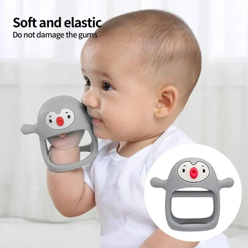 Penguin Silicone Baby Teether Baby Chew Toys Baby Hand Pacifier Newborn Car Seat Toys  Accessoire Bebe