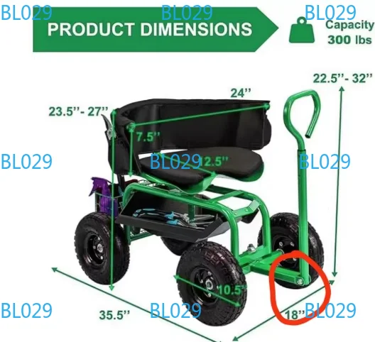 Garden Rotatable Seat Tool Cart Agricultural Greenhouse Pepper Picking Cart Mobile Rest Cart