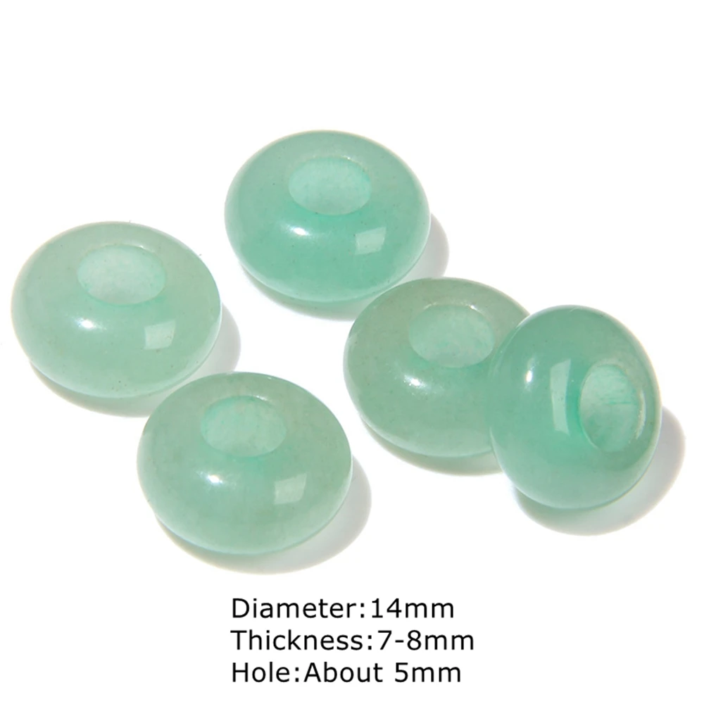 14mm 10Pcs/Lot Natural Stone Big Hole Beads Pendants Labradorite Turquoises Agates Pendant for Jewelry Making DIY Accessories