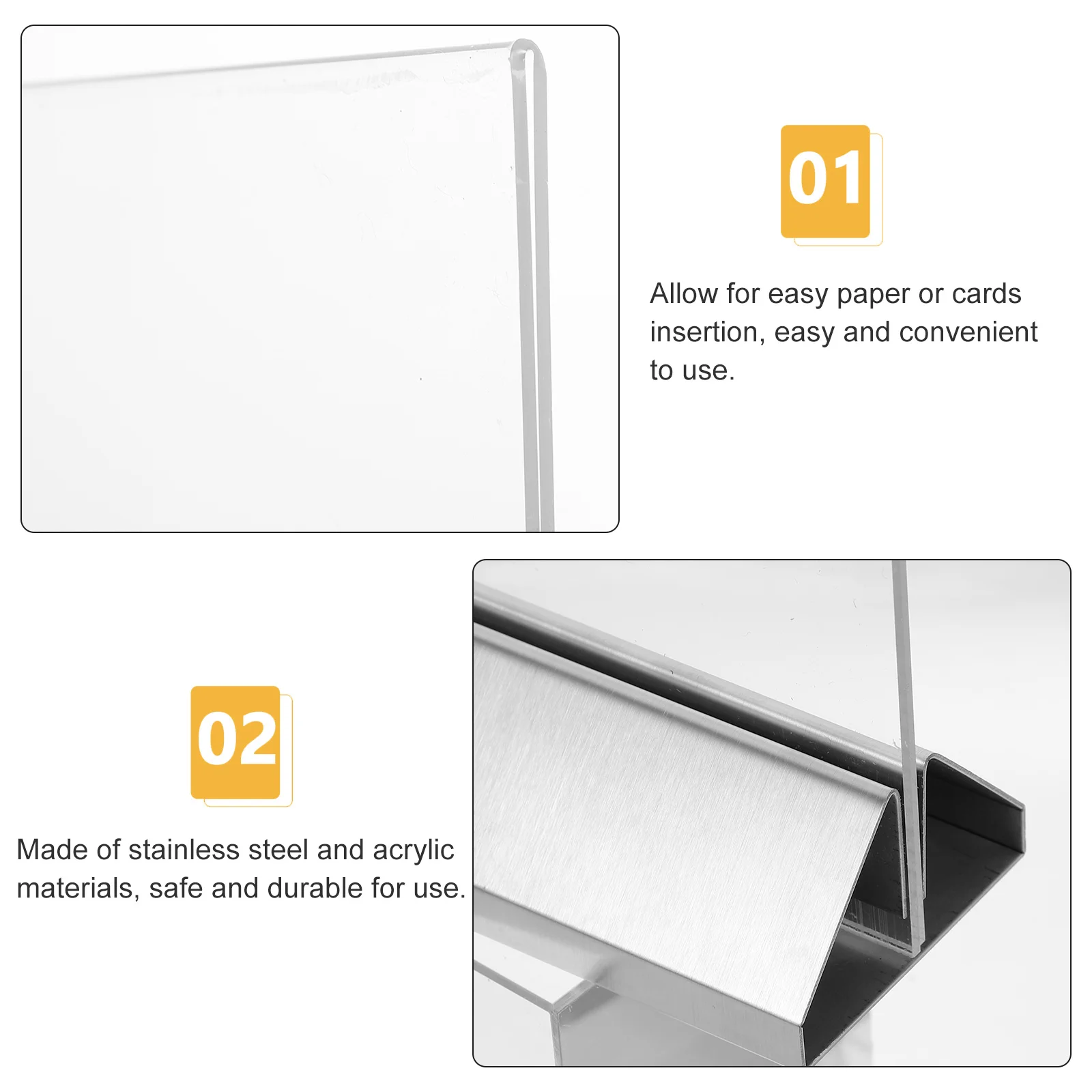 

Acrylic Display St for Picture Holder Label Postcard Signage Office Table Number Holders Menu Document Frame Price Tag