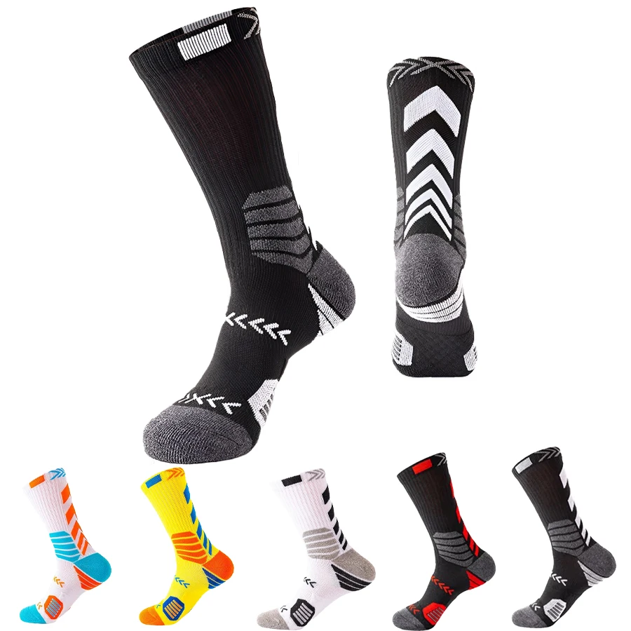 5 Pairs Men's Athletic Crew Socks Performance Thick Cushioned Sport Basketball Running Training Compression Sock