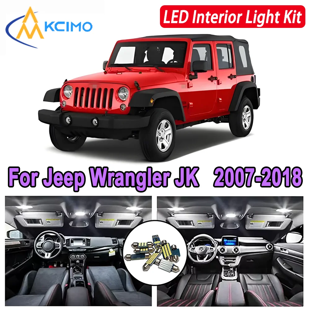 

For Jeep Wrangler JK (2007-2018) Premium Bright LED Interior Dome Map Trunk Light Kit Car Led Lamps Canbus Car LED Lights Canbus