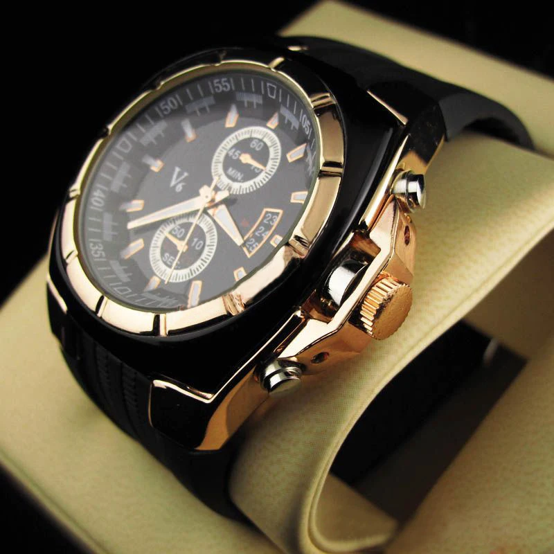 New Fashion men wristwatches rubber strap Alloy dial Men\'s sports watches LL@17