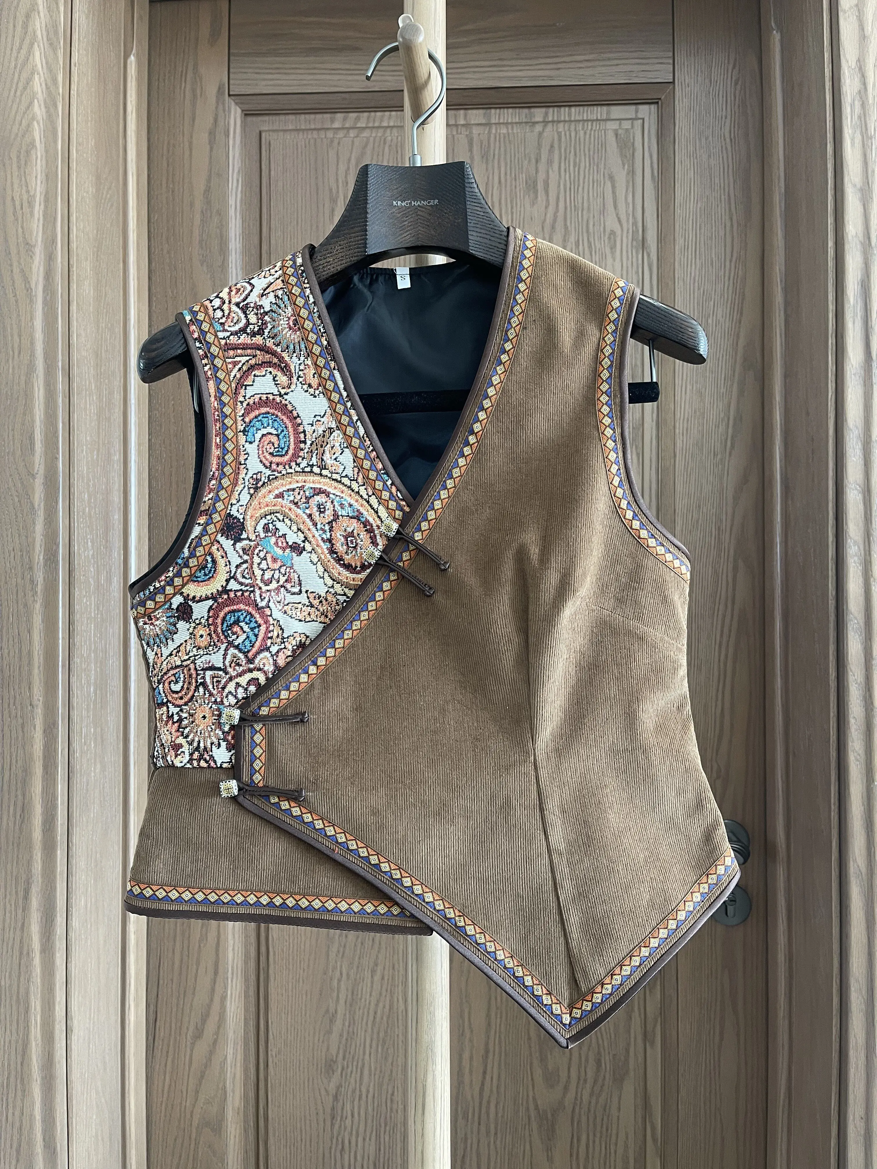 Vest Printed Coat Western Style Waistcoat outside Wear Cardigan Button Elegance Sleeveless Thin Vest Fit Four Seasons